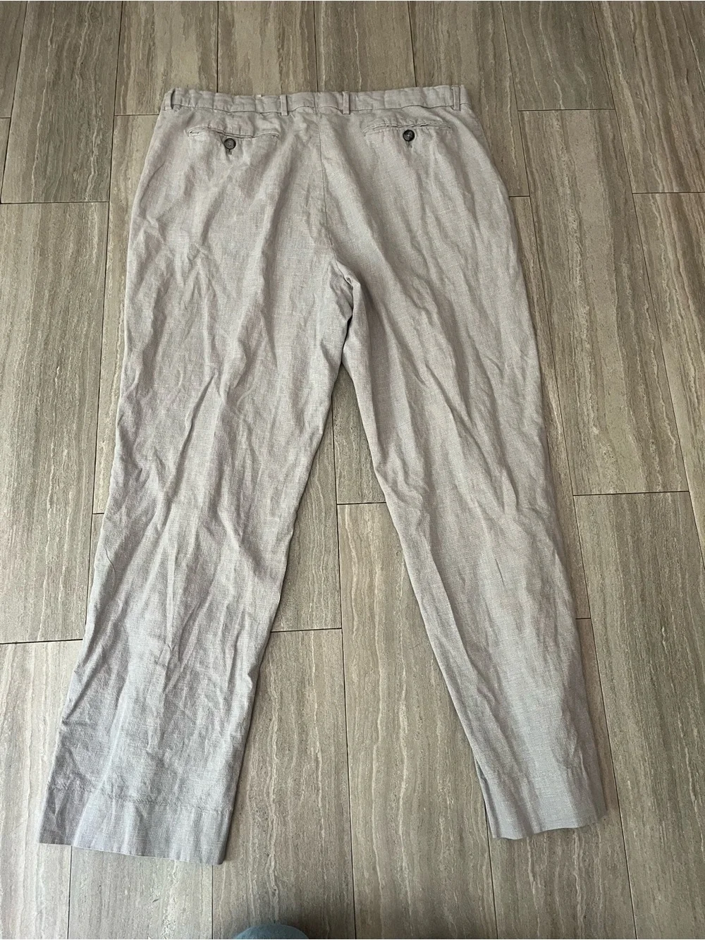 Banana Republic Pants Linen Blend Textured Grey Khaki Mens 36x32 Standard Fit